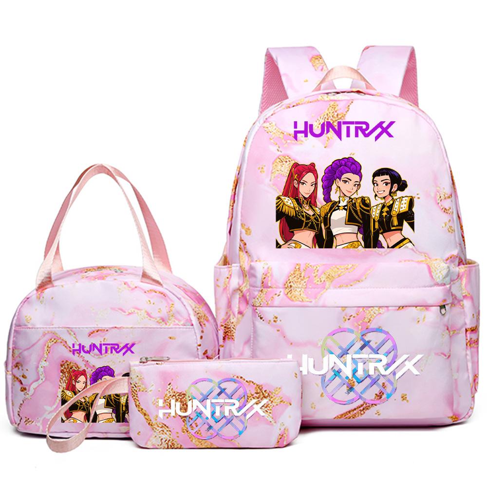 3Pcs/set Cartoon Kpop Printed Backpack with Handbag Pencil Case for Teenager Student Girl Boy Bookbag Schoolbag Women Large Capacity Travel Bag
