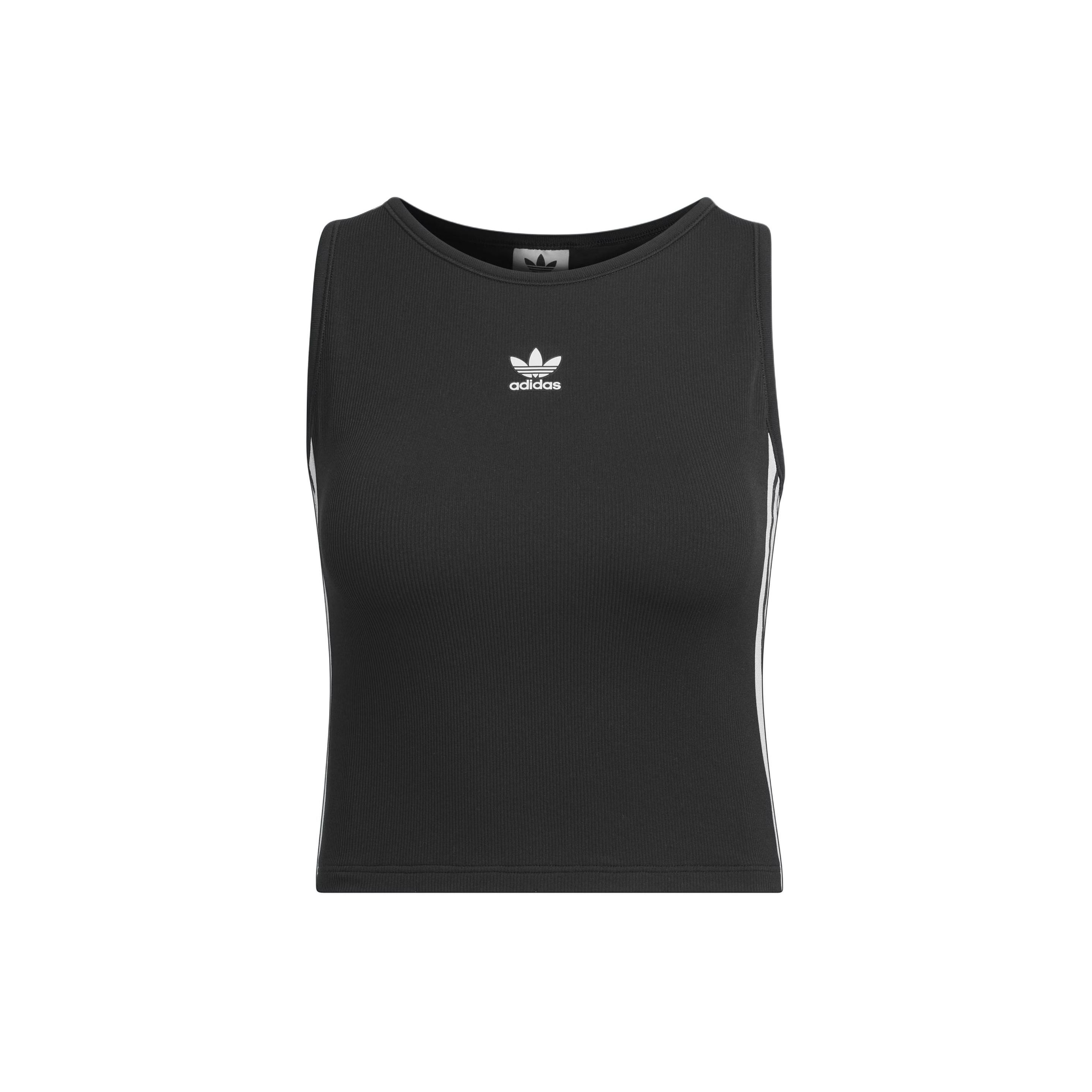 adidas Originals Women s 3-Stripes Padded Tank Top Black White JI6860 S