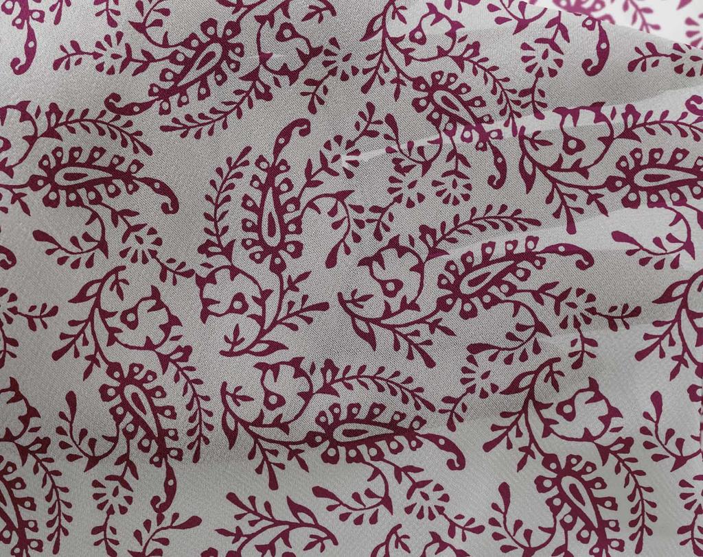 oneOone Georgette Viscose Dark Magenta Fabric Block Dress Material Fabric Print Fabric By The Yard 42 Inch