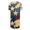Womens Tops V-neck Short Sleeve Blouses Casual Mid-length Shirts Fashion Independence Day Print Tunic Tops With Pockets