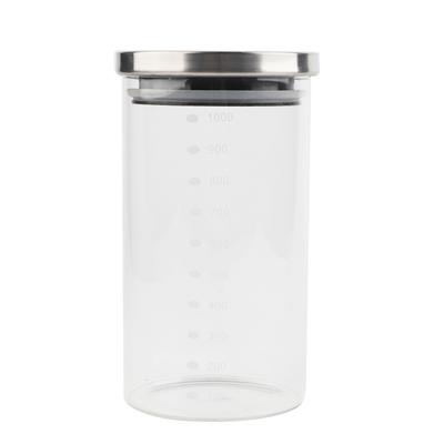 1000ml Glass Storage Jar Coffee Beans Kitchen Food Container Stainless Steel Lid