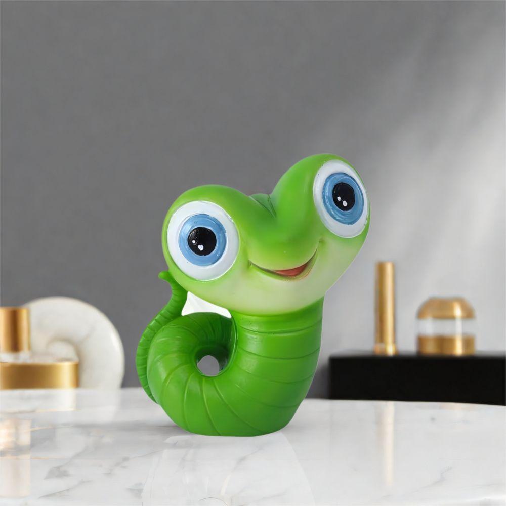 Cartoon Small Snake Figurine Funny Simulation Animal Sculpture Creative Cobra Sculpture  Office