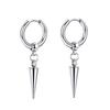 Set di 2 orecchini a cerchio pendenti con catena lunga a croce in acciaio inossidabile per uomo donna Regali Tono Nero/Argento