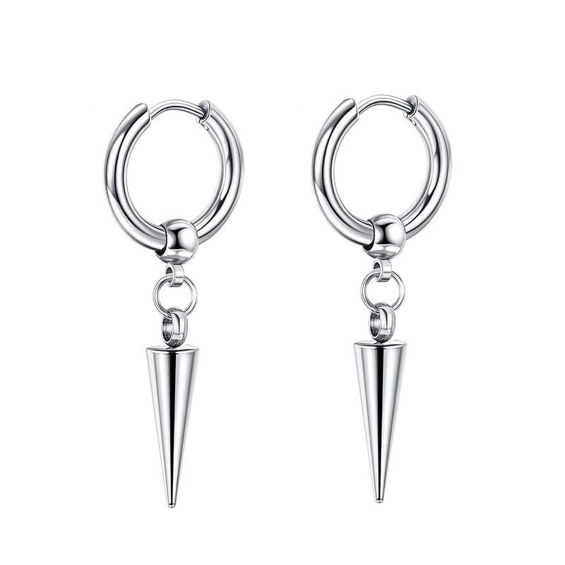 Set di 2 orecchini a cerchio pendenti con catena lunga a croce in acciaio inossidabile per uomo donna Regali Tono Nero/Argento