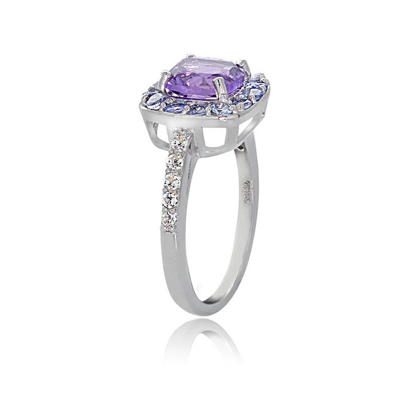 Scione Personalized Metal Full Diamond Microinlaid Purple Zircon Female Ring Jewelry Gift