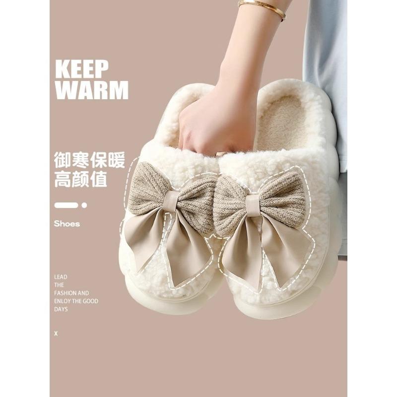 Baotou Butterfly Cotton Slippers Women's Autumn and Winter Indoor Warm Thick Bottom Couple Home Furnishing Plush Slippers Women's