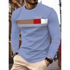 3 Men's Casual Long Sleeved T-shirts - Geometric Pattern, Round Neck Casual Wear, Daily T-shirt