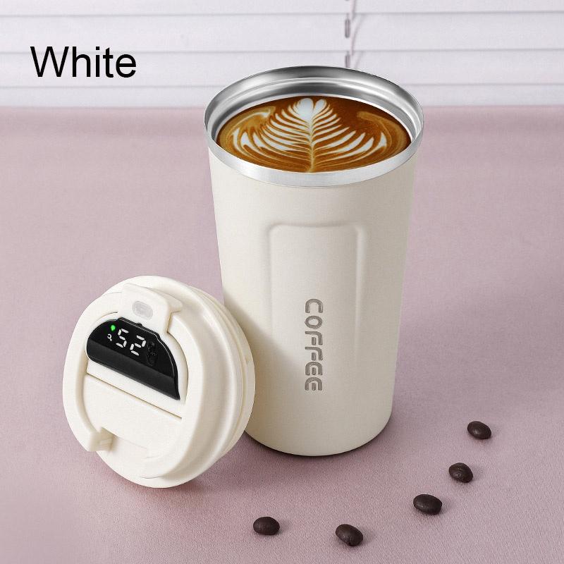New Intelligent Temperature Measurement Stainless Steel Coffee Cup Thermos Cup Solid Color Gradual Change Optional Portable