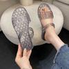Nouvelles sandales en cristal à deux usages pour femmes, sandales mode diamant scintillant, chaussures gelée ajourées, sandales pour extérieur antidérapantes à semelles souples, chaussures de plage pour femmes