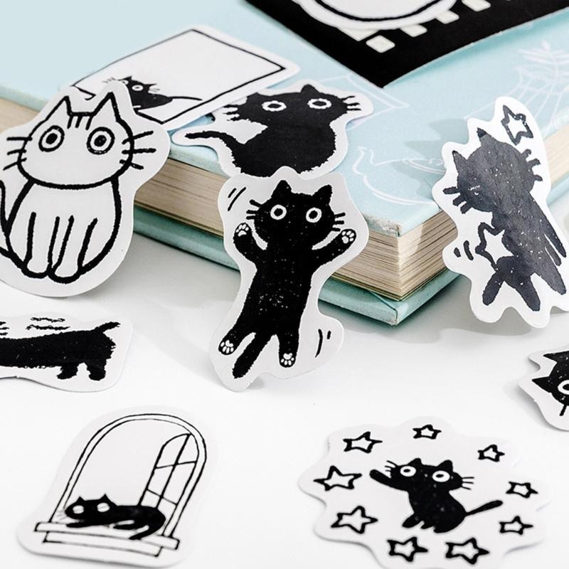 45 Pcs/Box Lovely Kitten Stickers Cats Theme Stickers Water Bottle Stickers Animals Decorative Stickers for Journaling