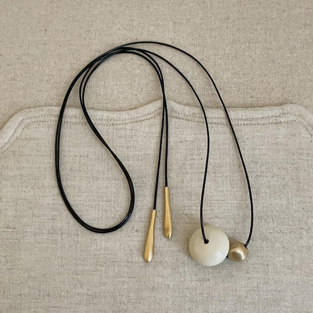 Aesthetic Cord Necklace Korean Style Trend Choker Retro Bead Pendant Necklace  Fine Accessories