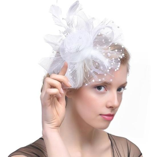 Girls Hair Hoop Elastic Design Feather Mesh Decor Headband Retro Style Bridal Floral Hairpin Flower Headdress