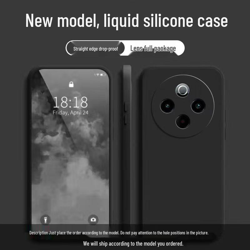 Vivo Y300pro+ Soft Silicone Cube Case: Solid Color, Liquid, Drop-Proof, All-Inclusive, Straight Edge Design