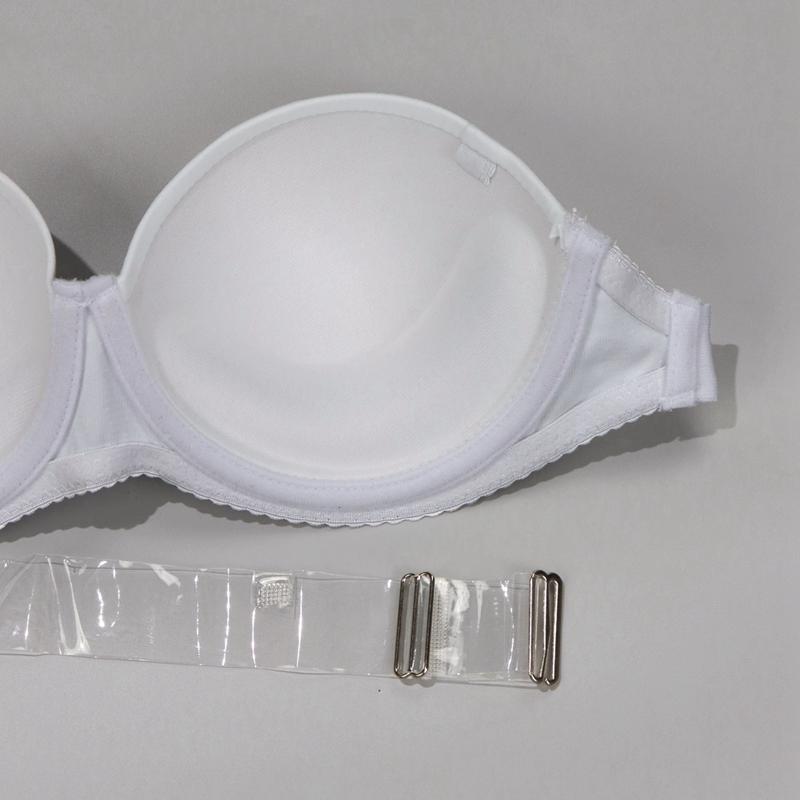 2 יחידות נשים שחור ולבן חזיית כתפיות שקופות בלתי נראות גב חשוף תחתונים כתפיות שקופות פוש אפ מרופד הלבשה תחתונה עם ברזלים מידה B C