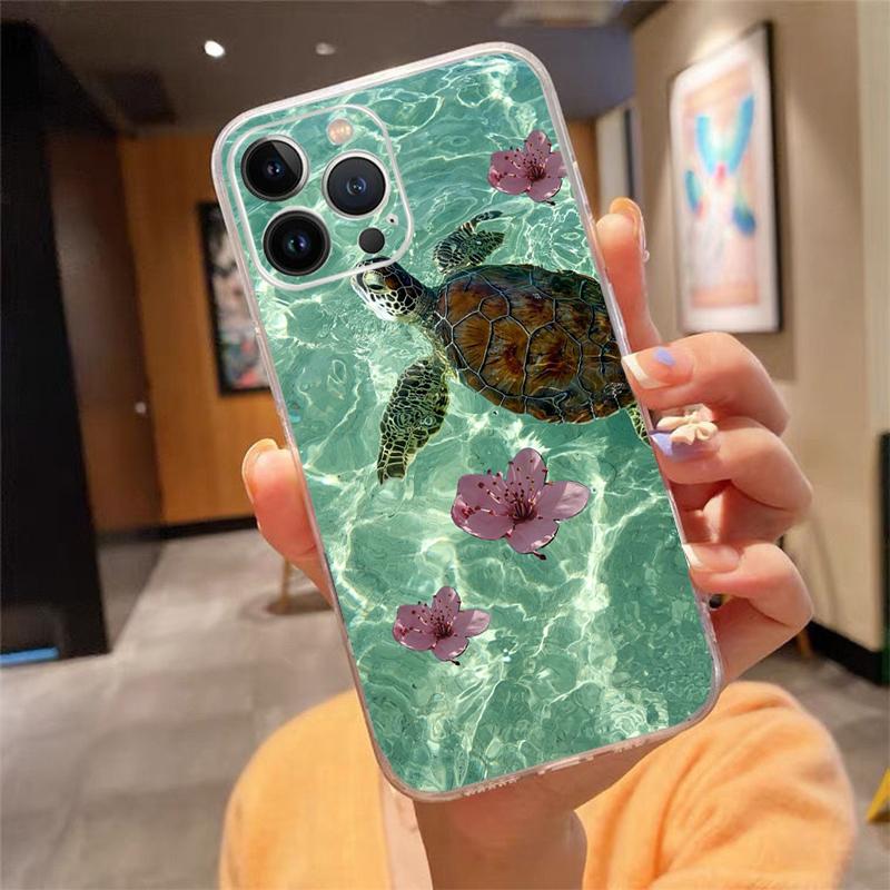 Phone Case For Iphone 17ProMax 17 Pro Air 16 15 14 13 Pro Max 16 15 14 13 Pro 15Plus Blue Sea Flower Water