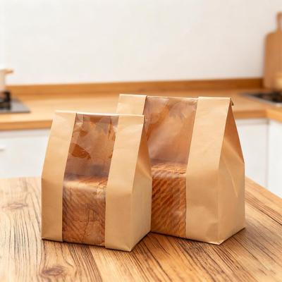 50 Stück Kraftpapiertüte Toasttüte Verpackungsbeutel Selbstklebend Brottüte Gebackene Lebensmittel Verpackungsbeutel Kekse Kuchenbeutel Kostenloser Aufkleber