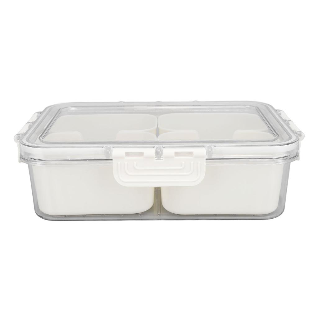 Divided Serving Box with Transparent Lid Removable Handle Snap Lock Portable Snack Platter for