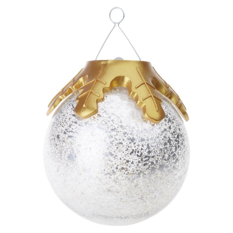 LED Christmas Tabletop Decors Auto Timer Durable Cracked Plastic Design Snowflake Accent 6Inch Holiday Ornament