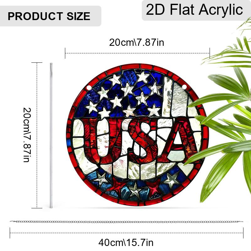 Acrylic USA Suncatcher Stained Glass Effect Window Hanging Ornament Patriotic Decor for Home