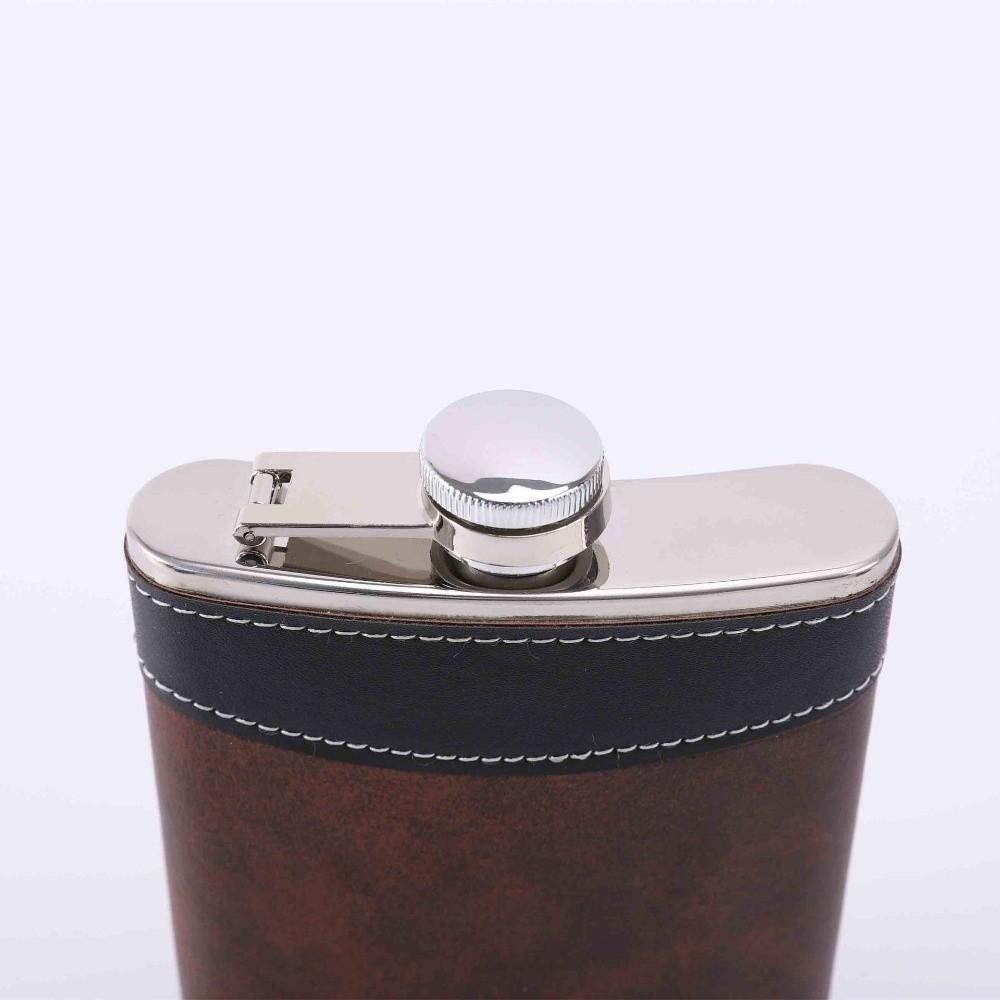 Portable 6oz 7oz 8oz Hip Flask Stainless Steel Leakproof Drinking Water Bottle Mini Leather Covered Liquor Flask Outdoor