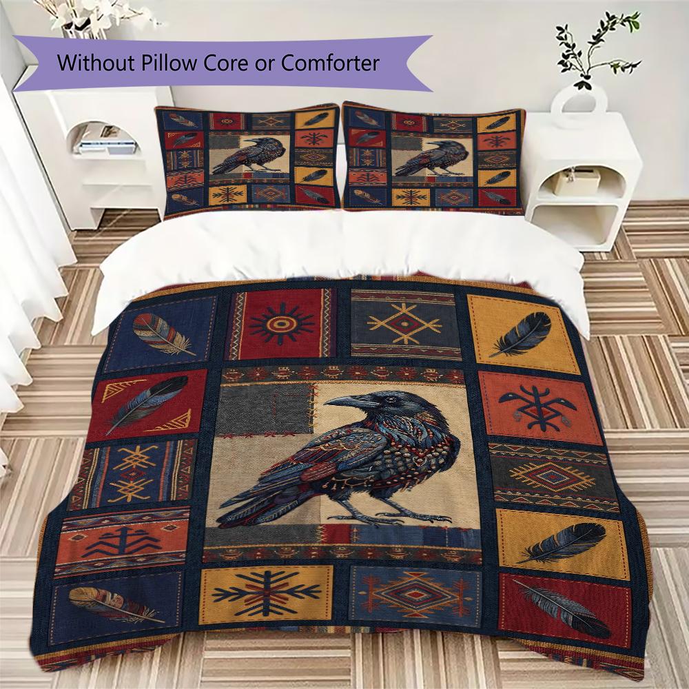 Crow Decoration Pattern Bedding Uilt Set Uilt Cover Pillowcase Home Decoration Birthday Gift (1 * Duvet Cover + 2 * Pillowcase  Without Core)52