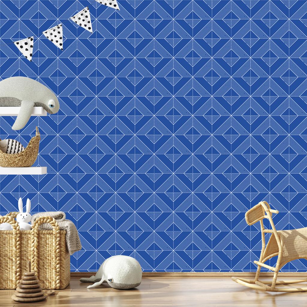 Wallpaper Geometric Rhombuses Blue, Mountain Blue 50x1000