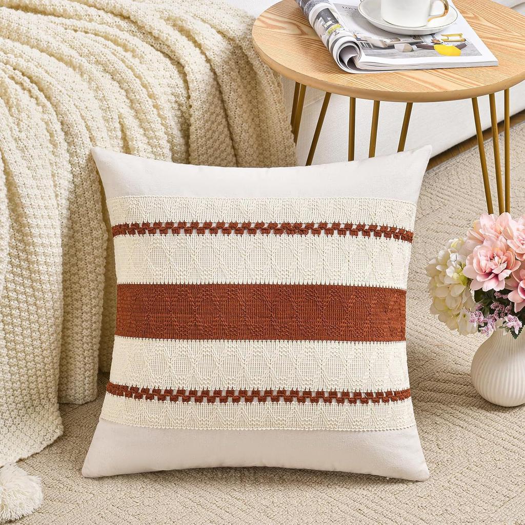 Boho Dekorative Kissenbezüge Bauernhaus Rustikal Couch Überwurf-Kissenbezug Sommer-Kissenbezüge Retro Gewebt für Bett Sofa Stuhl Dekor