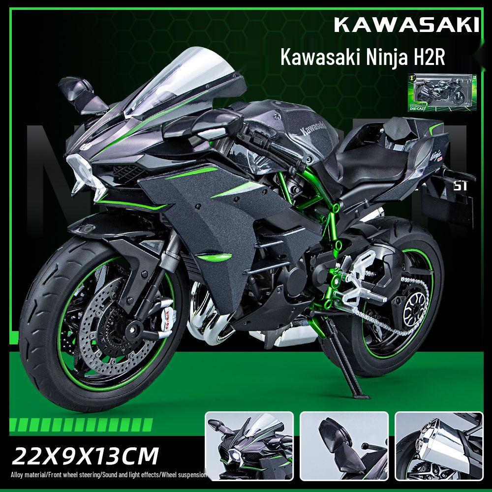 

Kawasaki H2R Имитация сплава Модель мотоцикла со звуком и светом, 1:9 Масштаб – Идеальный подарок для мальчиков и коллекционеров