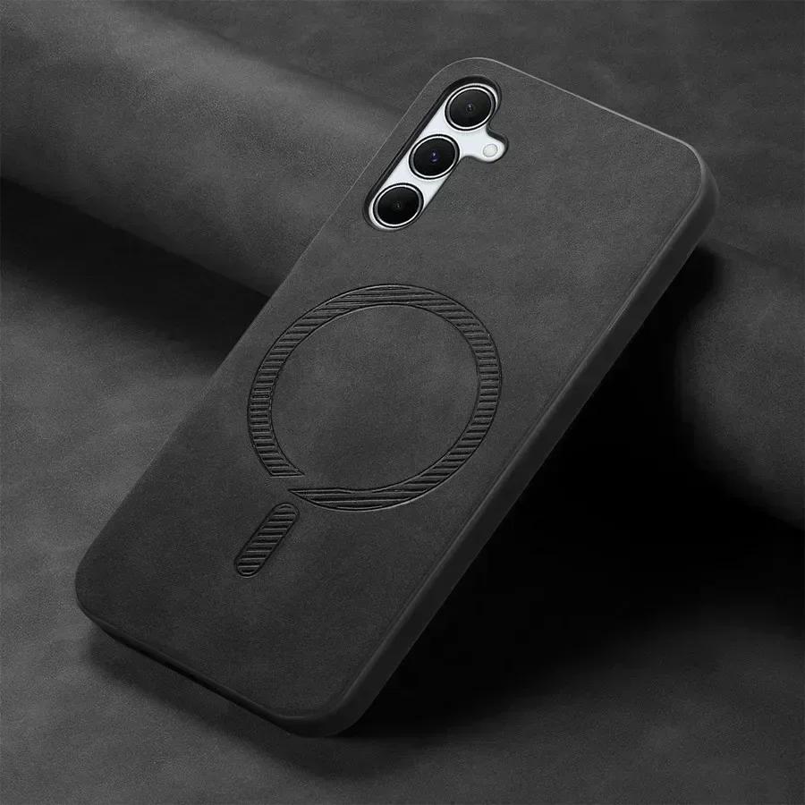 

Для Magsafe Матовый Кожаный Чехол для Samsung A56 A36 A16 A06 A05 A15 A25 A35 A55 A54 Защитный Чехол для Телефона с Магнитной Беспроводной Зарядкой for Samsung A34