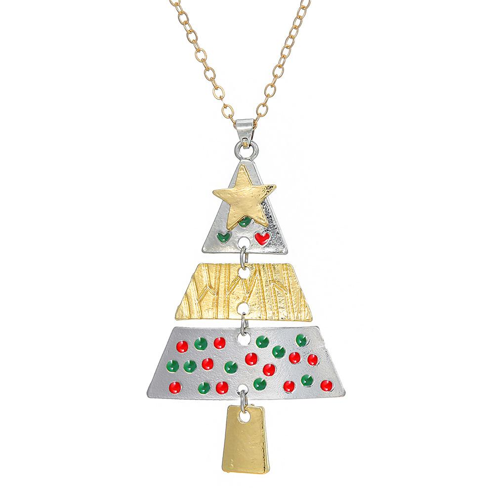 Best-selling Christmas earrings: alloy patchwork colorful Christmas tree earrings, pine tree earrings, European and American luxury earrings