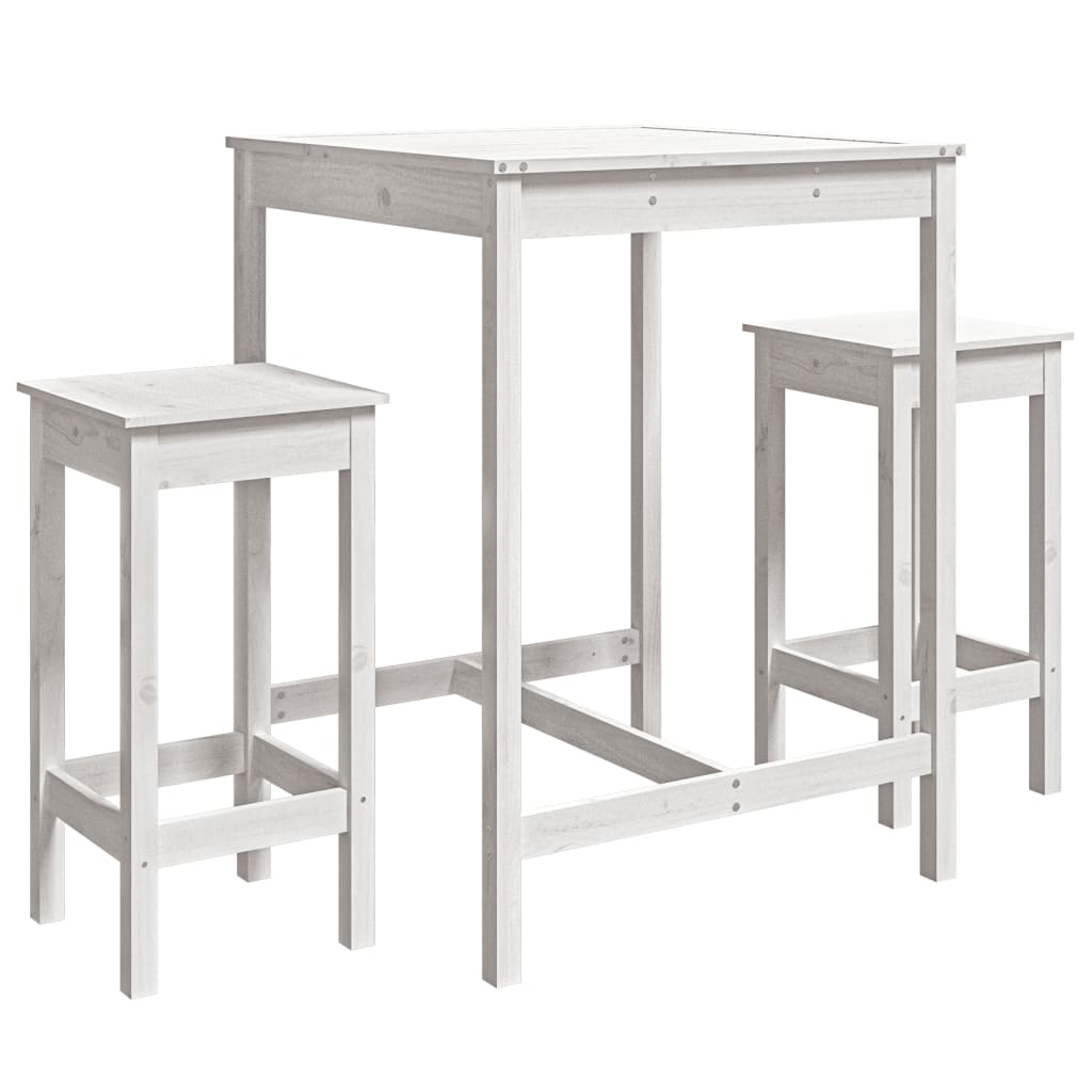 Vidaxl 3-Cz. White Pine Wood Garden Bar Furniture Set