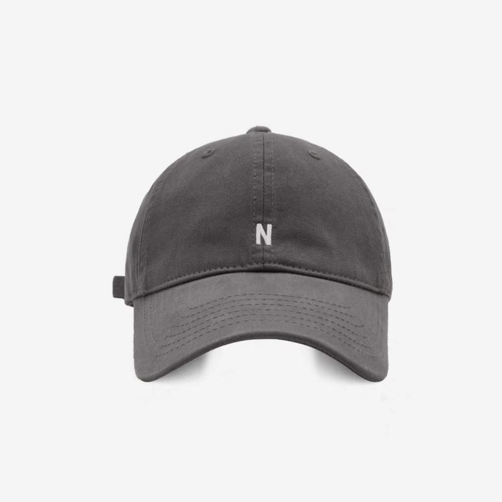 A Simple and Versatile Baseball Cap with A Soft Top Embroidered with The Letter "N" for A Korean Couple