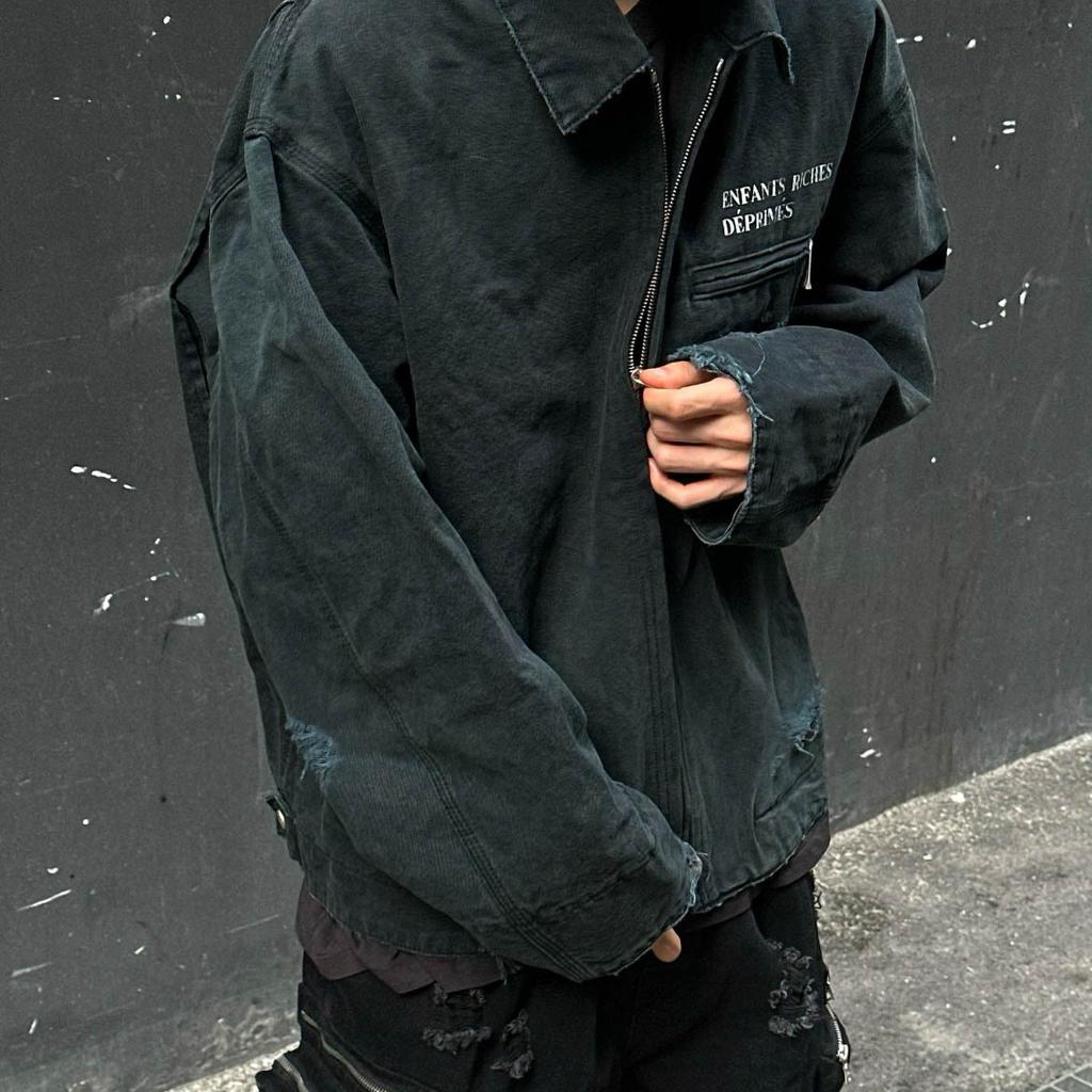 ERD CRAZY melancholy rich second generation niche trendy brand washed old broken ring loose men's denim jacket