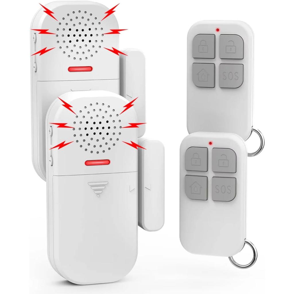 Wireless Door Alarms for Home Security with Remote, 130dB Door and Window Alarms Sensors, (Battery-Powered), Kids Safety, Dementia Patients