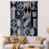 Geometric Blue and Beige Patterns Patterned Tapestry Home Decor, Suitable for Bedroom and Living Room, Gift
