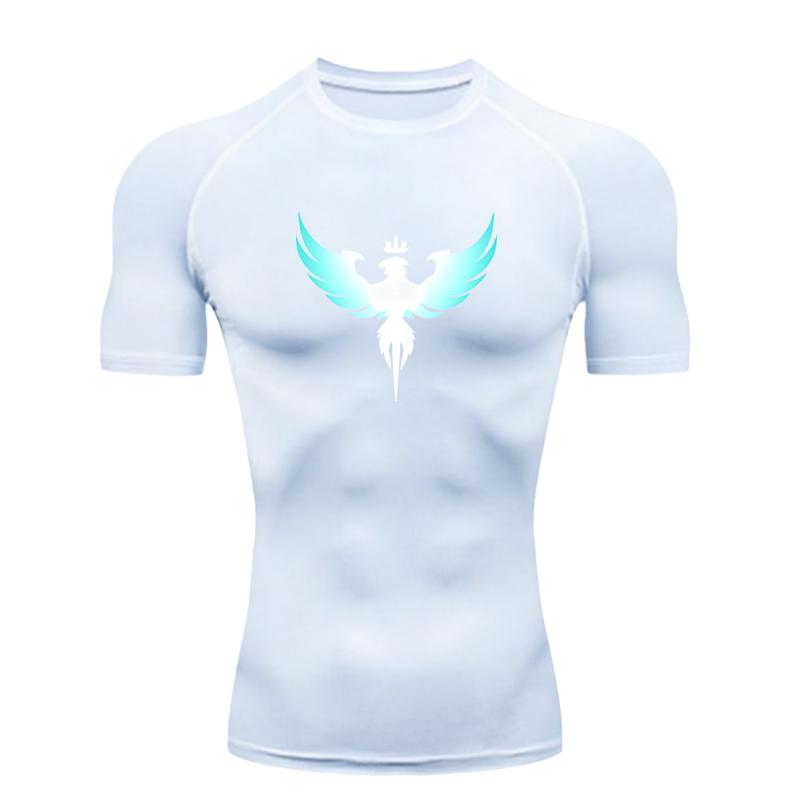 Black Phoenix with Red Wings Men's Sports T-shirt Training Fitness Compression Workout T-Shirt Rashgard Tops T-Shirt