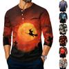 Men's Long Sleeve Tee with Halloween Print for Casual Wear