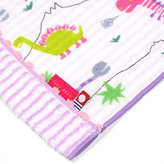 Imabari Towel Dinosaur Gauze Baby Isso Ecco Single-Sided Towel, (Face Towel, Purple)