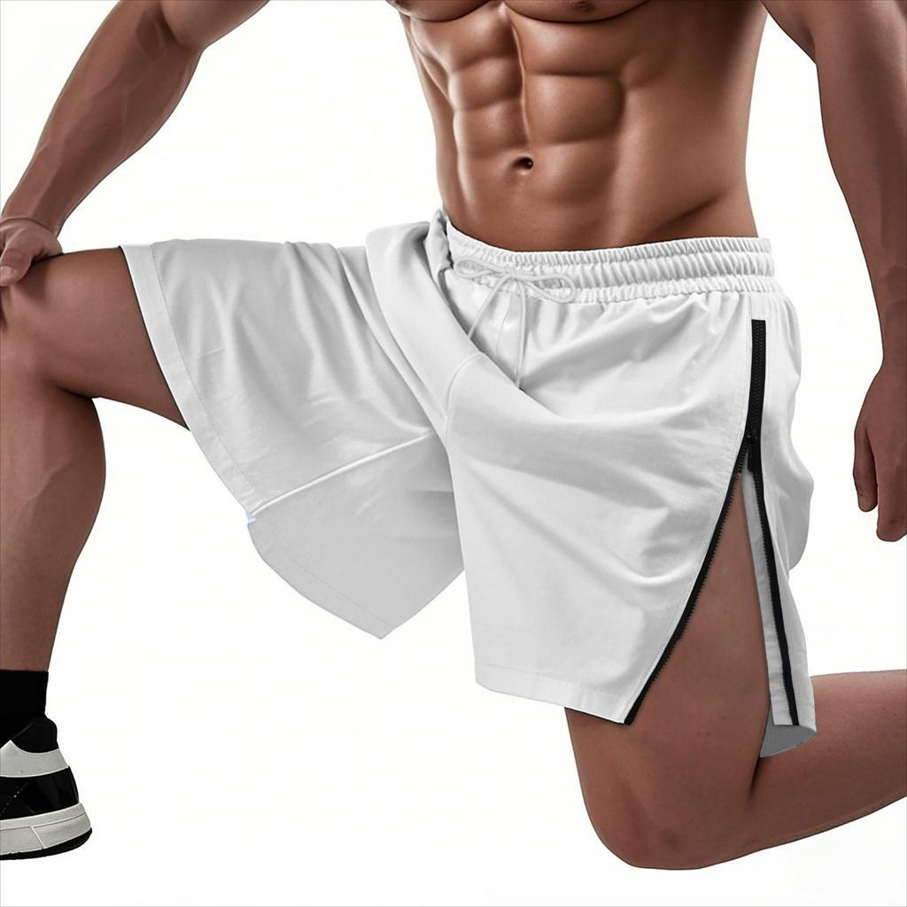 Summer Men's Shorts, Side Zipper, Thin Beach Pants, Casual Five-point Shorts, Men