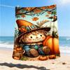 1pc Scarecrow, Pumpkin Throw Blanket Polyester Fiber, Lightweight Flannel, Soft & Warm, All Season Use for Outdoor, Camping Digital Print