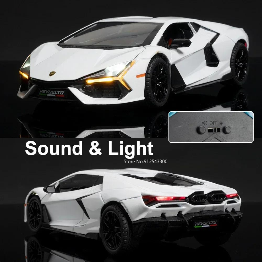 1:24 Revuelto Sports Car Toy Model Alloy Diecast  Music Light Supercar Doors Opened Vehicle Models Collection Gifts for Boys