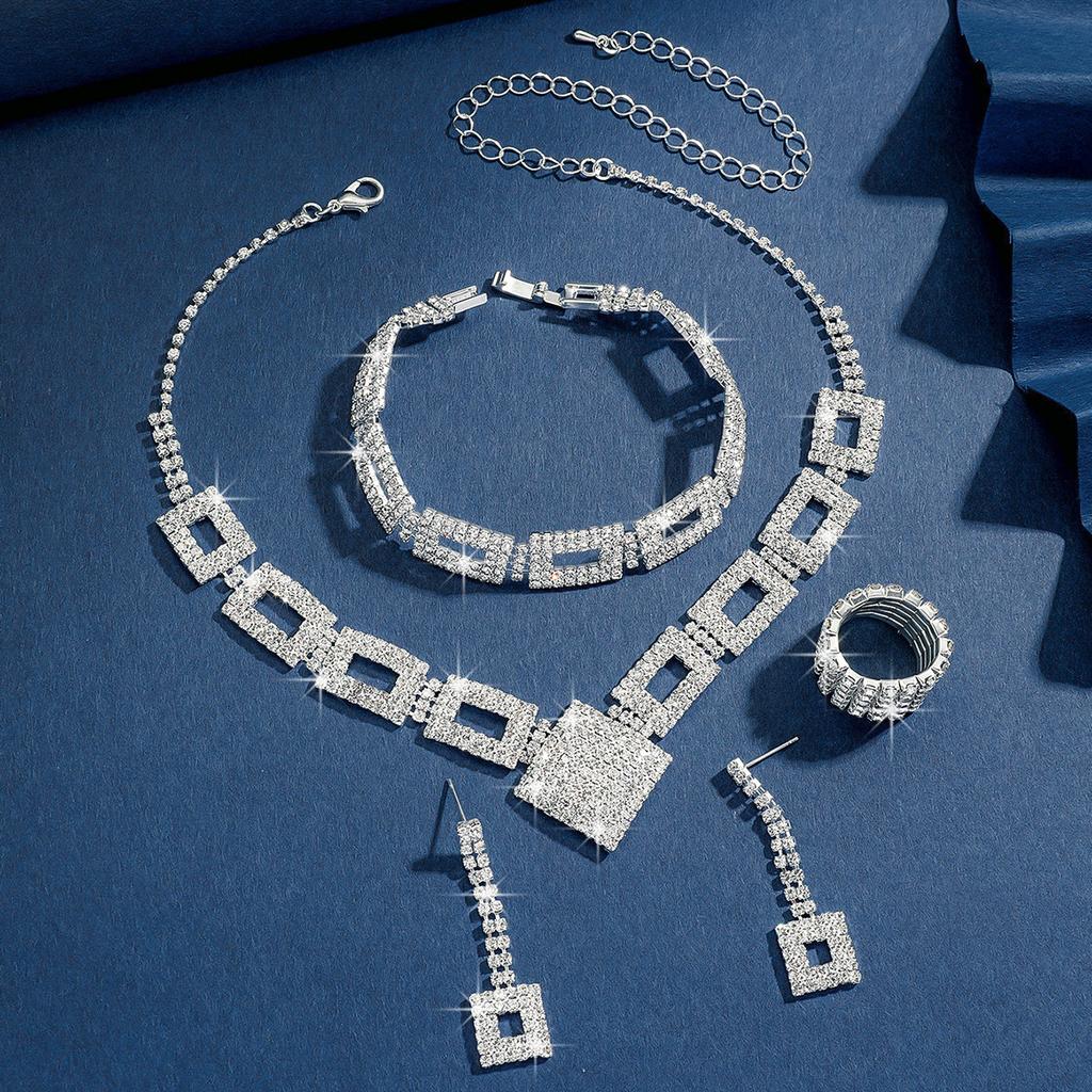 Bridal Set Accessories Earrings Bracelet Necklace Set Jewelry Three-piece Set Women's Wedding Evening Dress Versatile