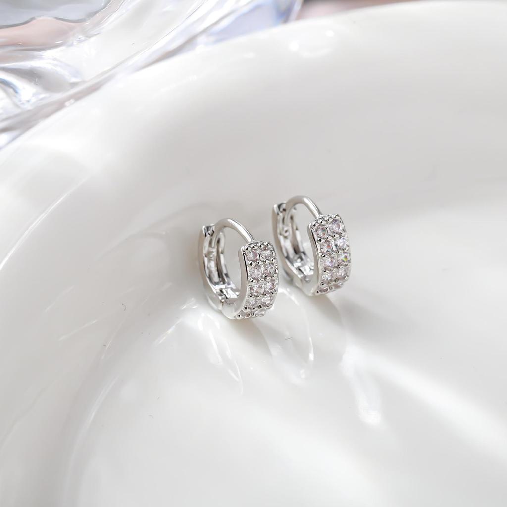 European & American High-End Luxury Zircon Full Diamond Ear Studs for Women