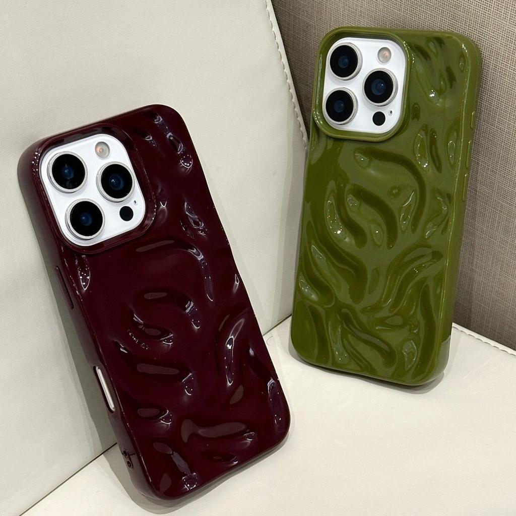 Three-dimensional Meteorite Pattern Solid Color Suitable for Apple 16promax Mobile Phone Case 15 All-inclusive 14 Soft 13 Simple 1211 Tide Xs