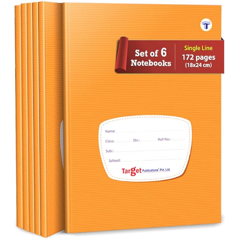 Single Line Small Notebooks | 172 Pages In Each Book | 18 Cm X 24 Cm Approx | Brown Cover | Combo Of 6 | Gsm 57