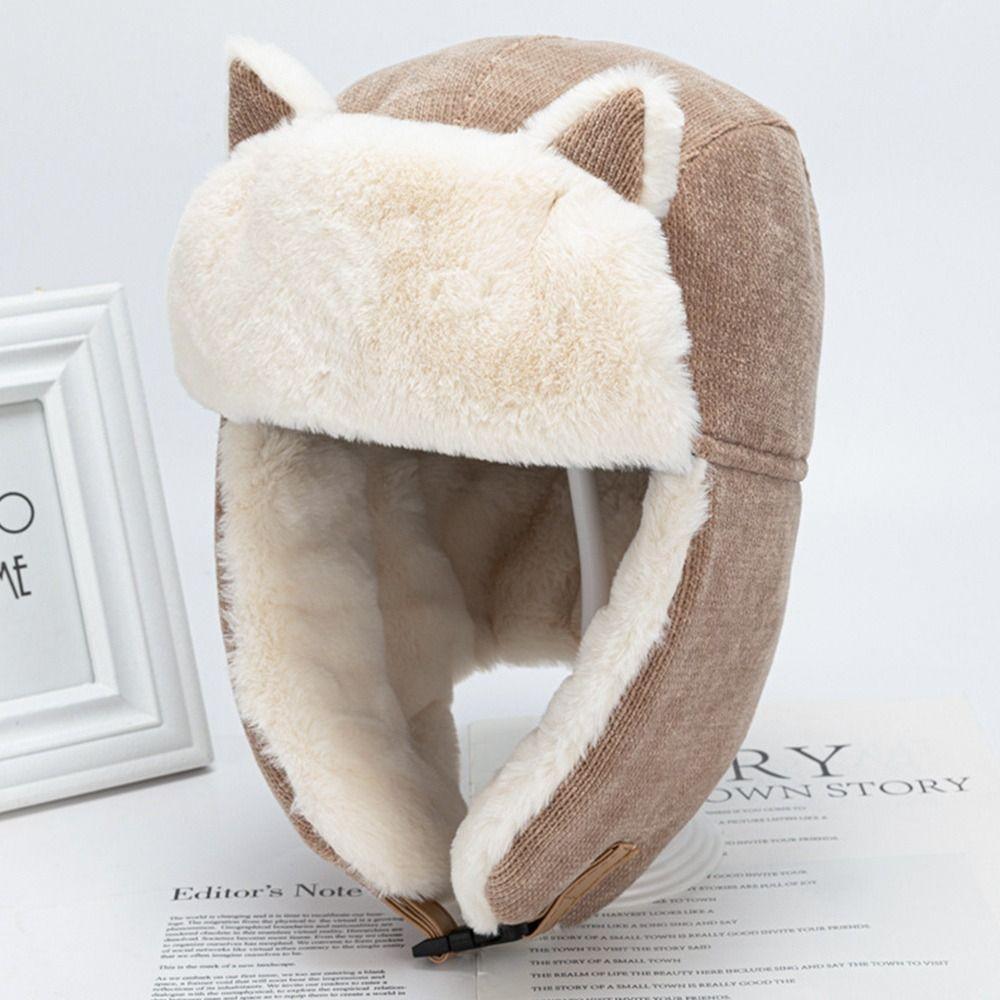 Outdoors Plush Bomber Hat Thick Warm Ushanka Fur Hat Windproof Winter Cap for Men Women