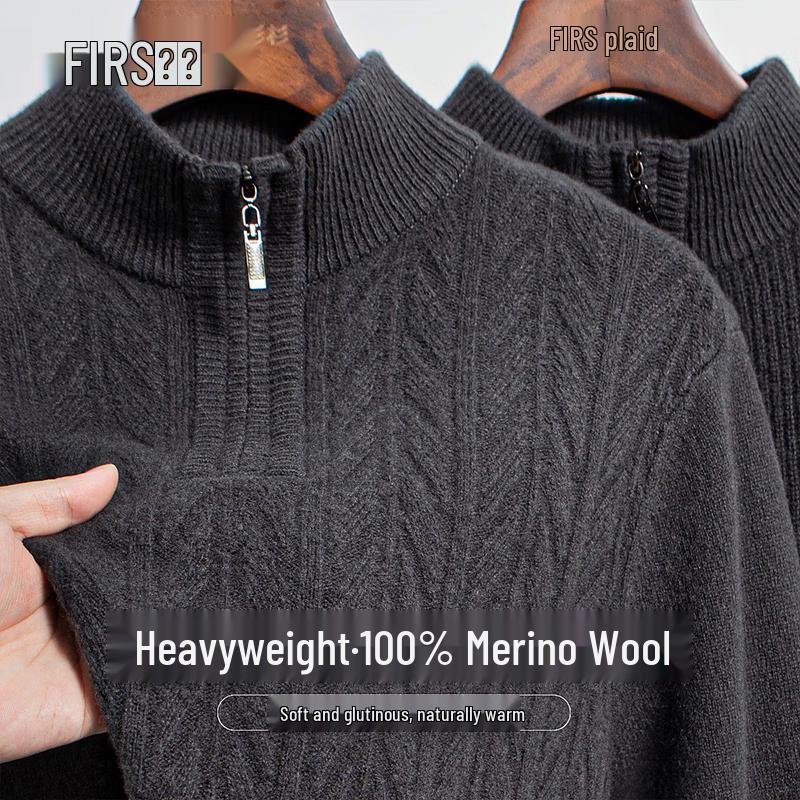 

Shanshan Men s Heavyweight Jacquard Quarter-Zip Wool Sweater 180/96A