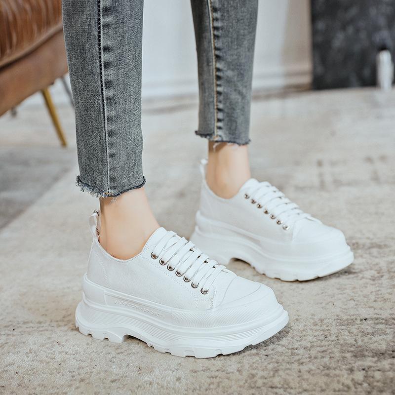 McQueen canvas board shoes spring and autumn summer new thick-soled muffin small breathable casual shoes