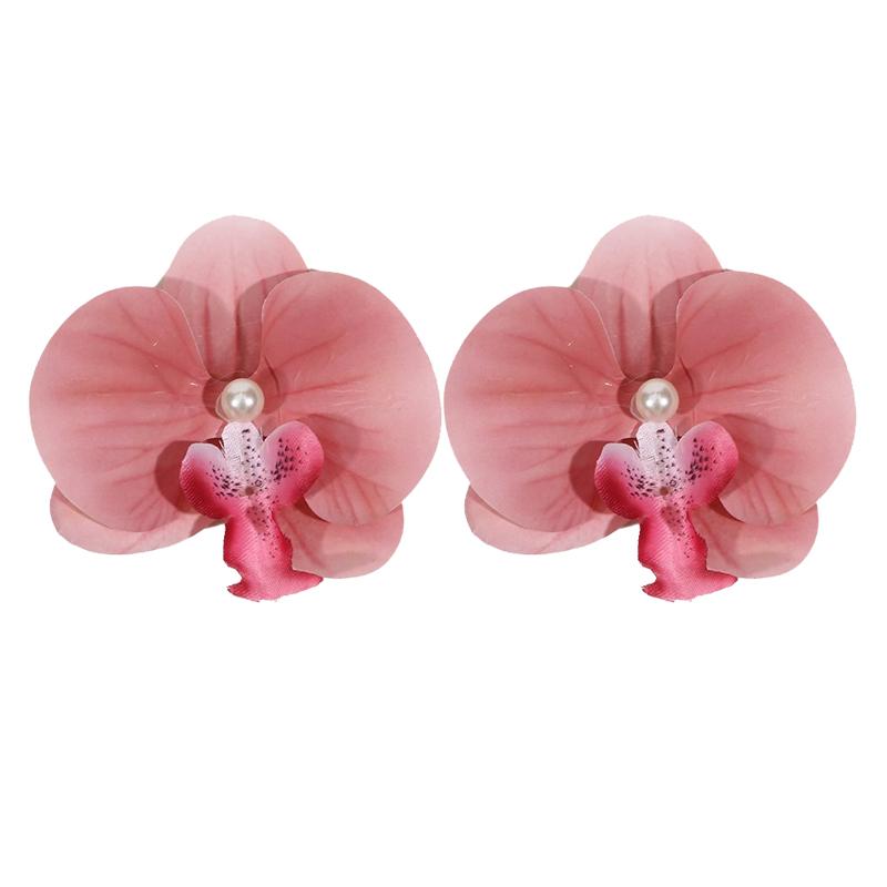 Hair Accessories 1/2pcs Flower Hair Clip Hair Ornament Pink Orchid Orchid Hairpin Side Barrettes Headdress Bohemia Barrettes NEW