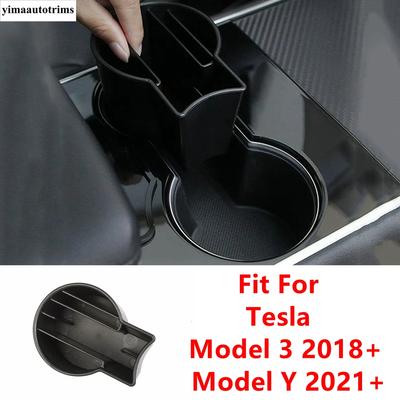 Center Console Water Cup Storage Box Frame Cover Trim Accessories Interior For Tesla Model 3 2018 -  / Model Y  - 2024